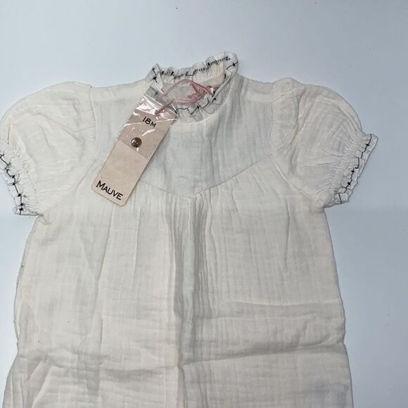Pastel yoke romper with ruffle neck and bow kids girls sz 18 months New - Picture 2 of 8
